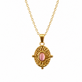Vintage Pink Oval Pendant Necklace