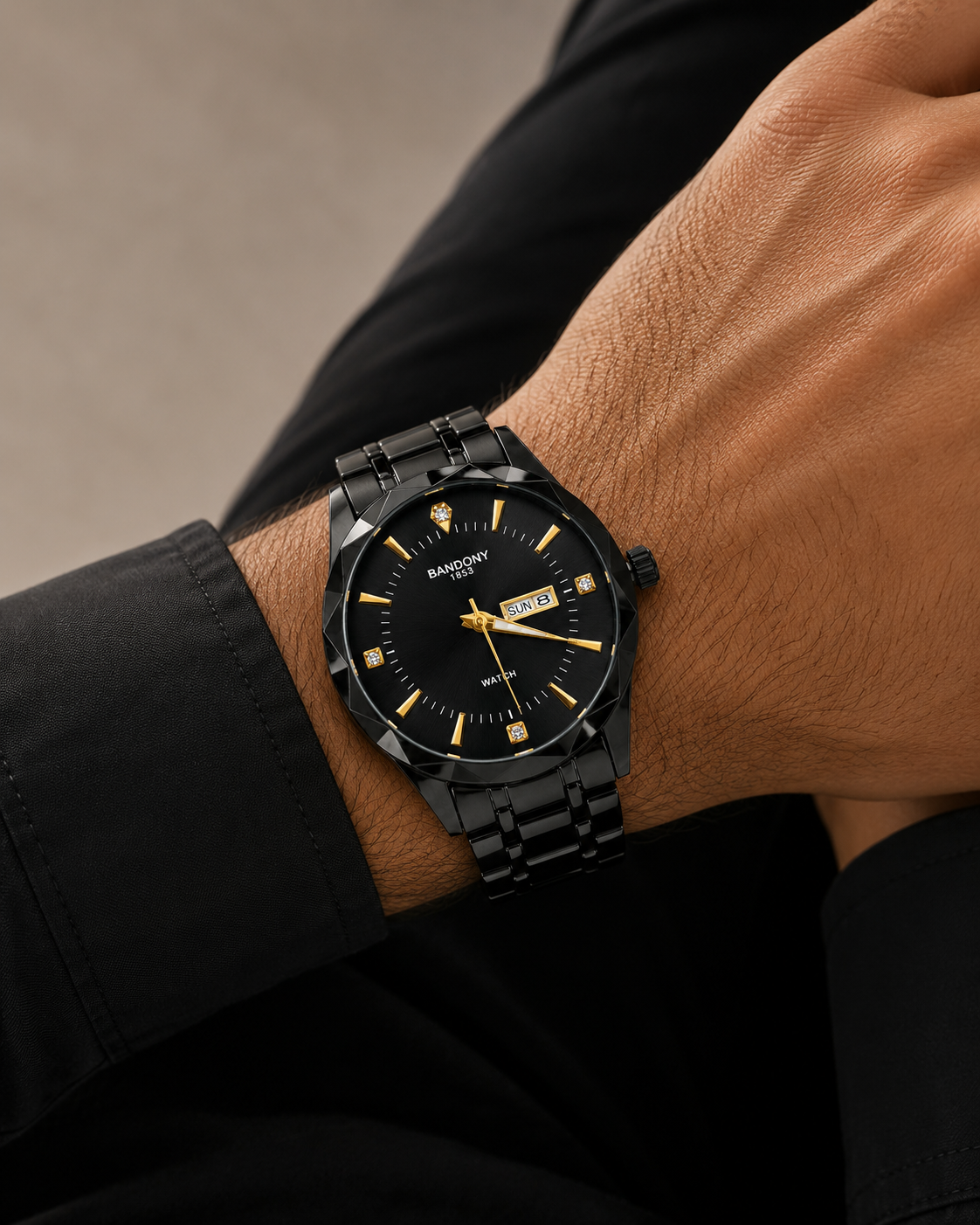 BANDONY Black & Gold Men’s Watch