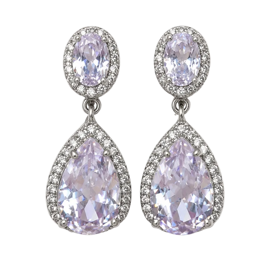 Silver Crystal Teardrop Earrings