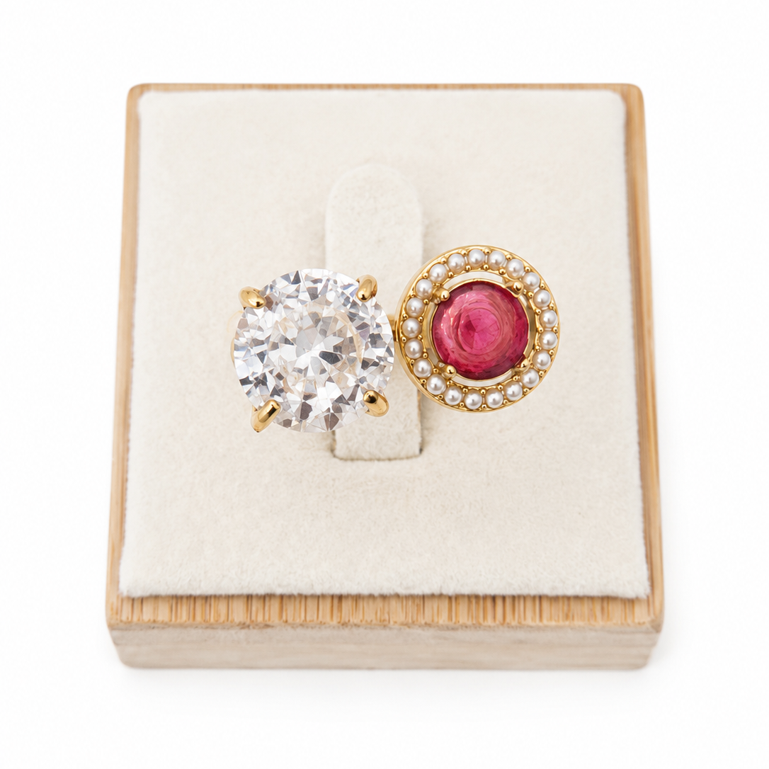 Red Pearl Duo Ring