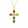 Rainbow Crystal Cross Necklace