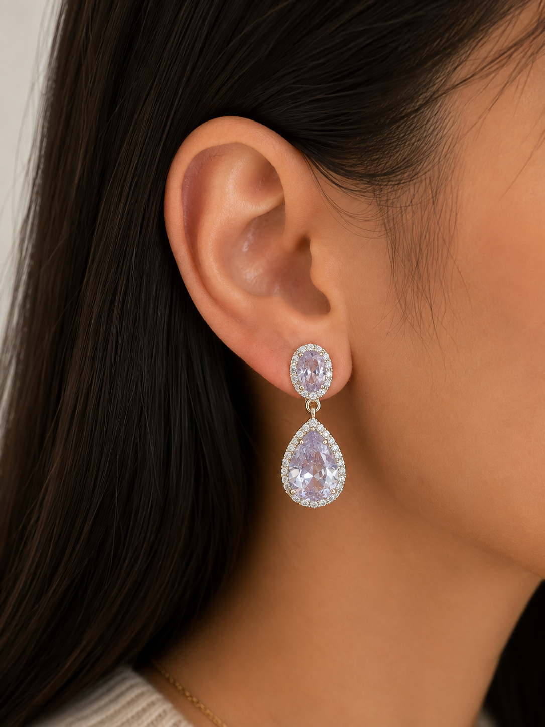 Gold Crystal Teardrop Earrings