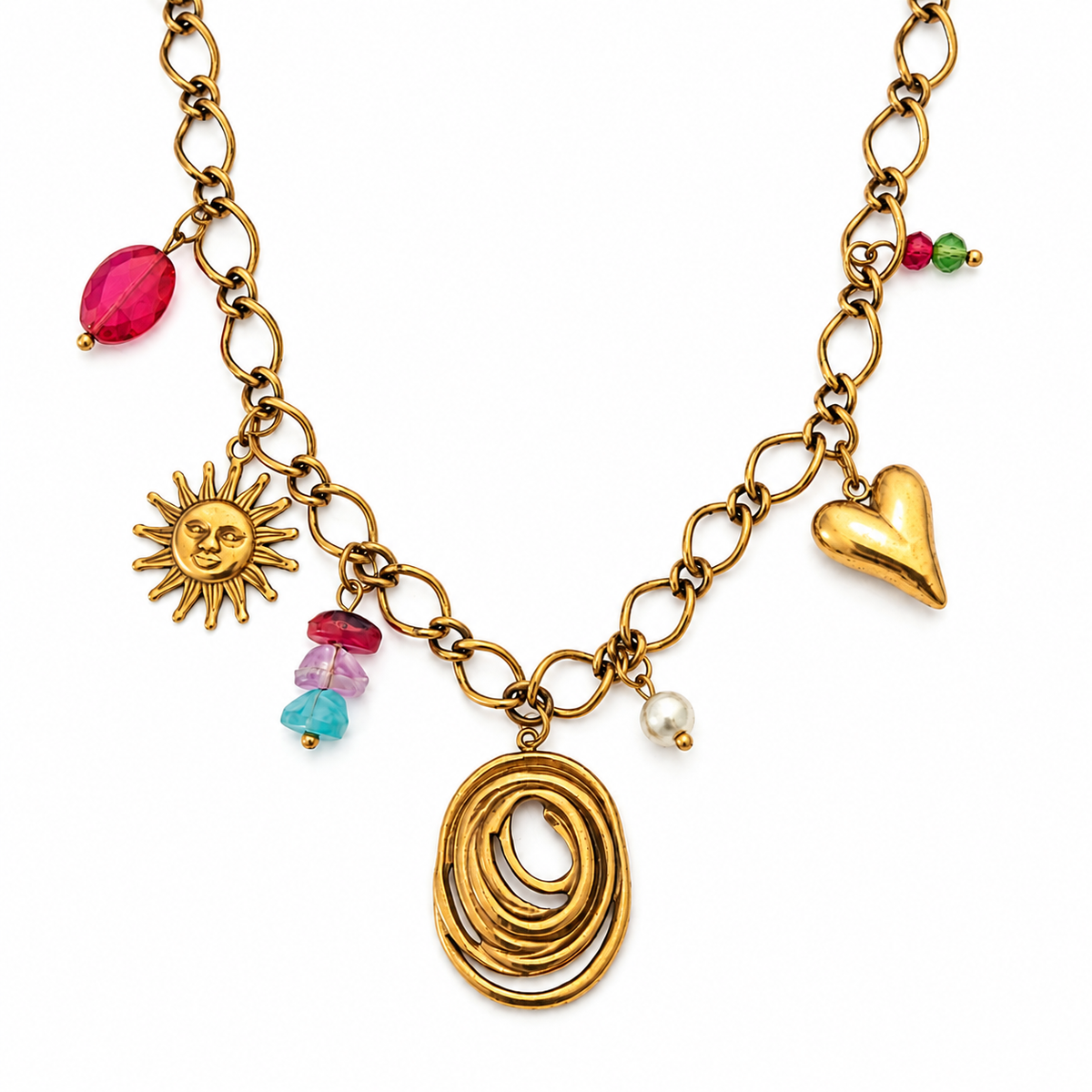 Golden Soleil Charm Necklace