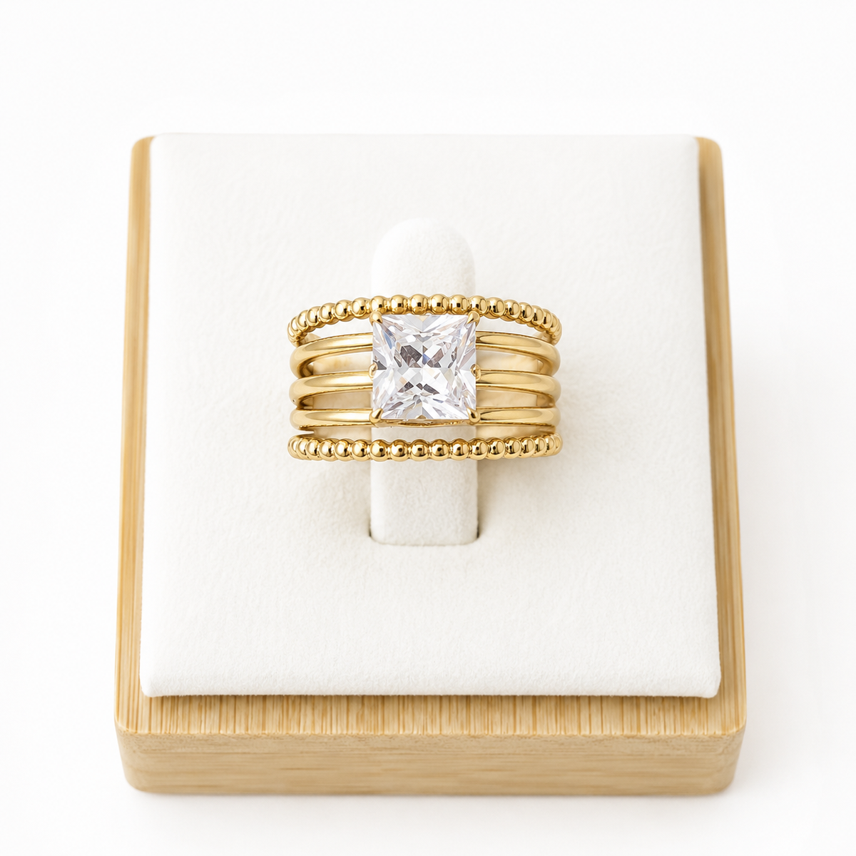 Gold Multi-Band Crystal Ring