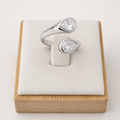 Silver Double Teardrop Adjustable Ring
