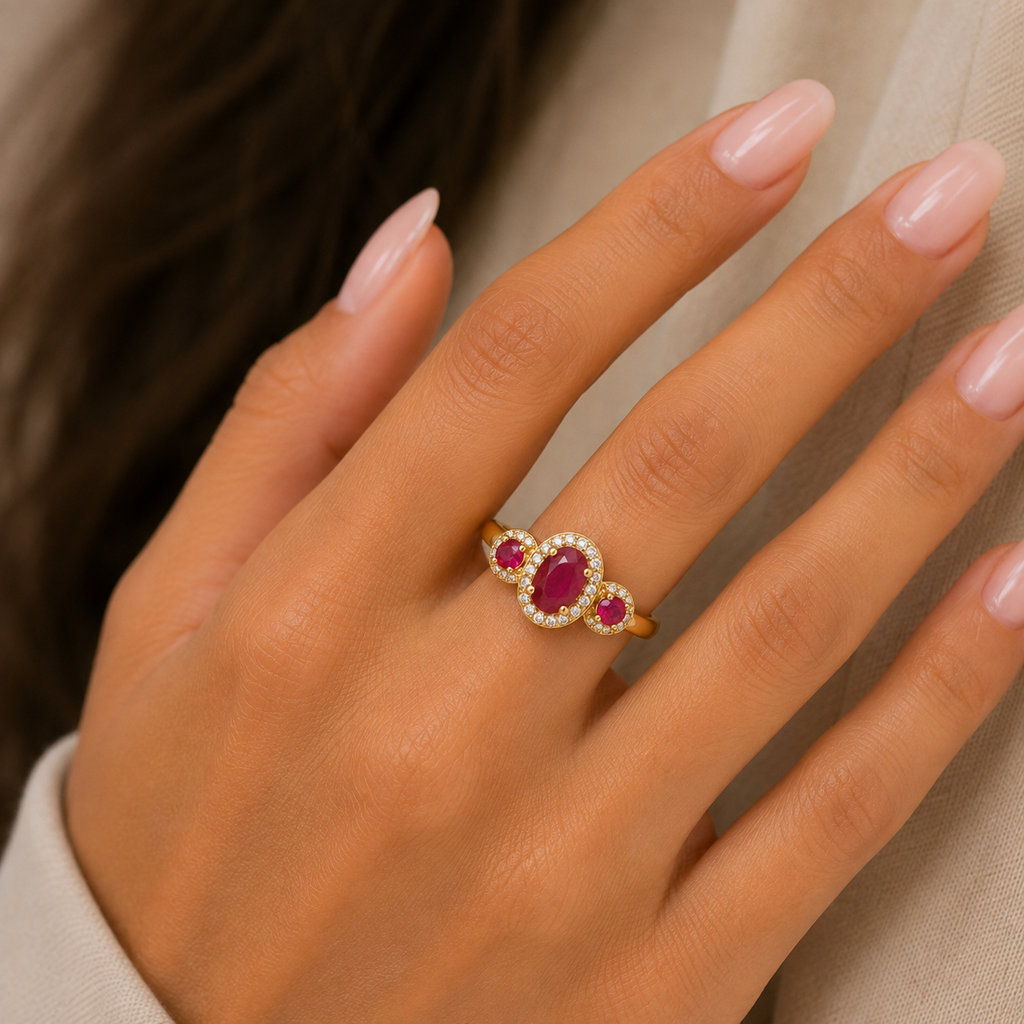 Ruby Glow Halo Ring