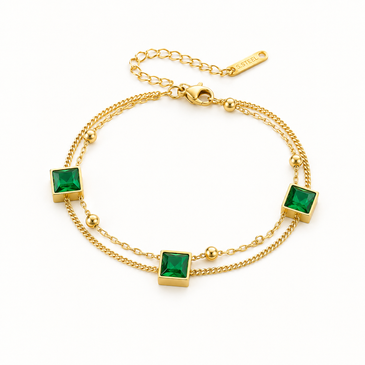 Esmeralda Double Chain Bracelet