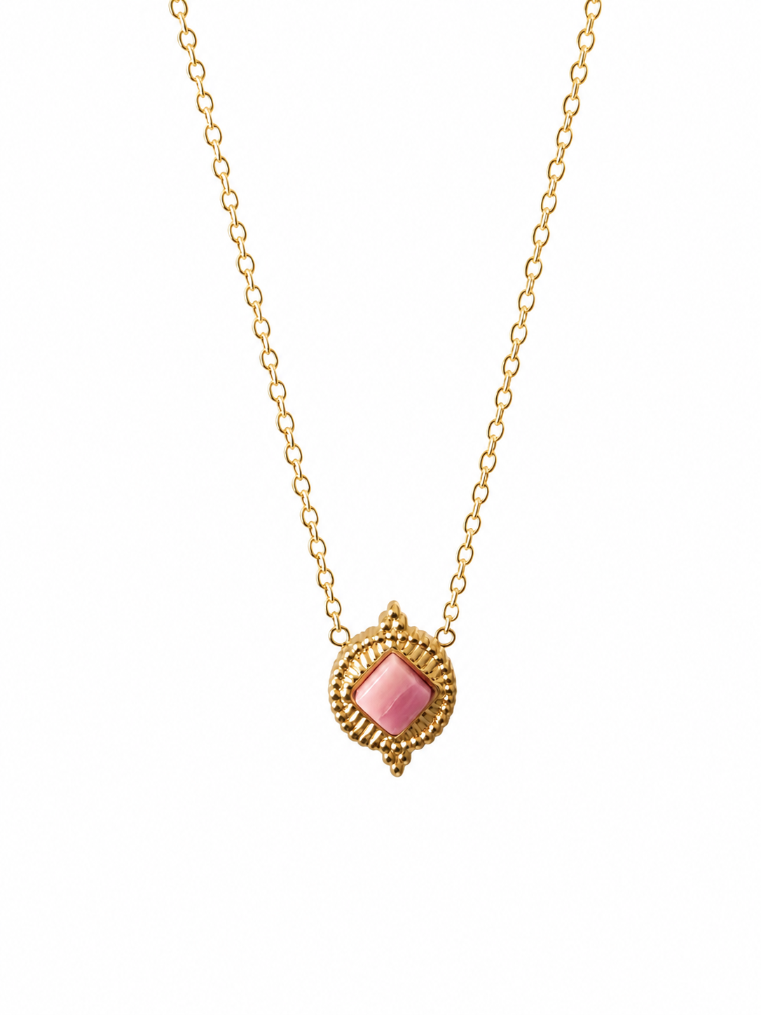 Pink Gem Vintage Pendant Necklace