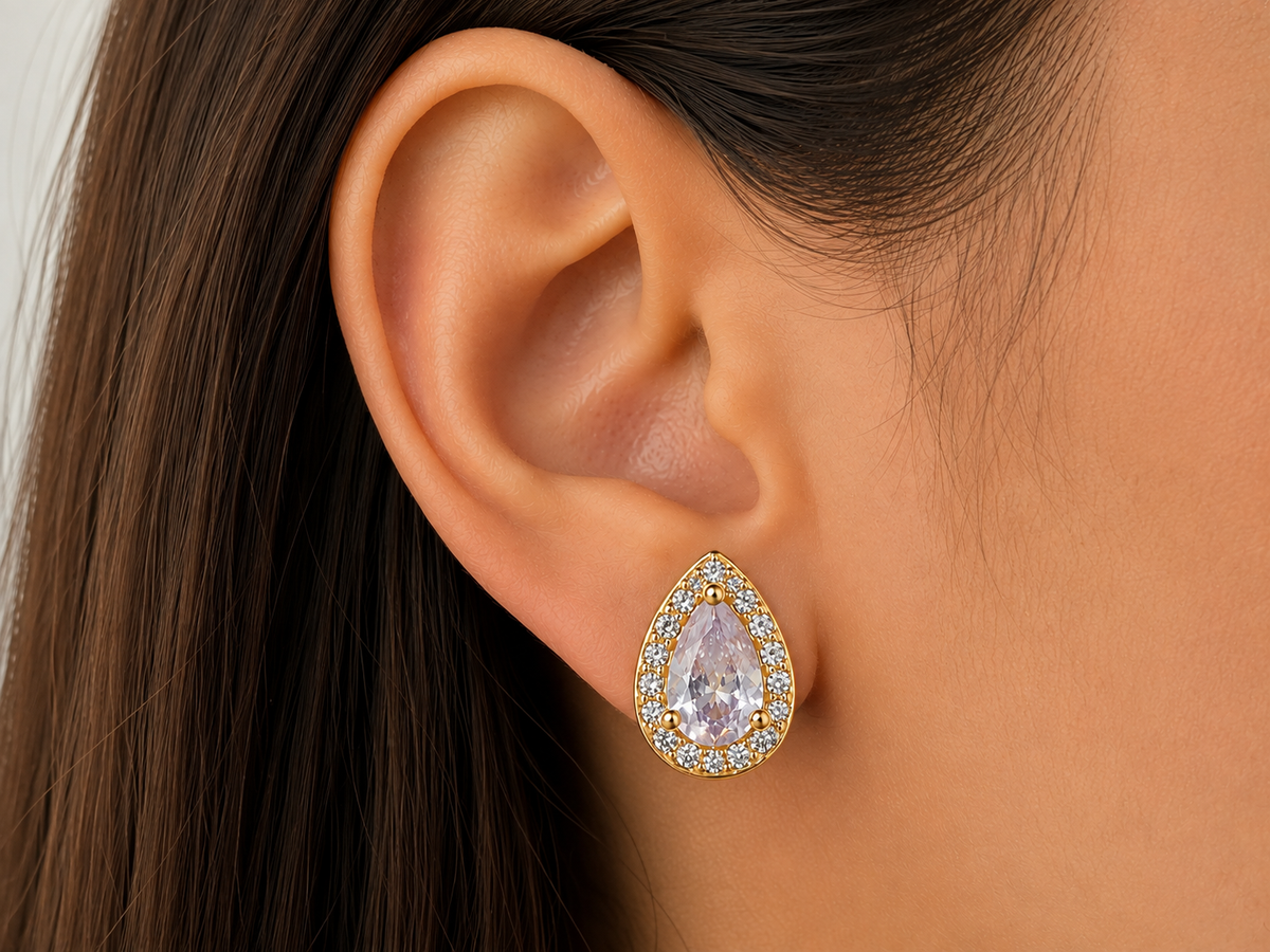 Crystal Teardrop Stud