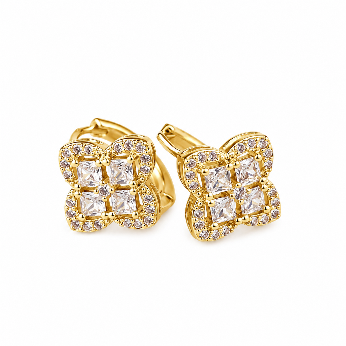 Crystal Clover Hoop Earrings