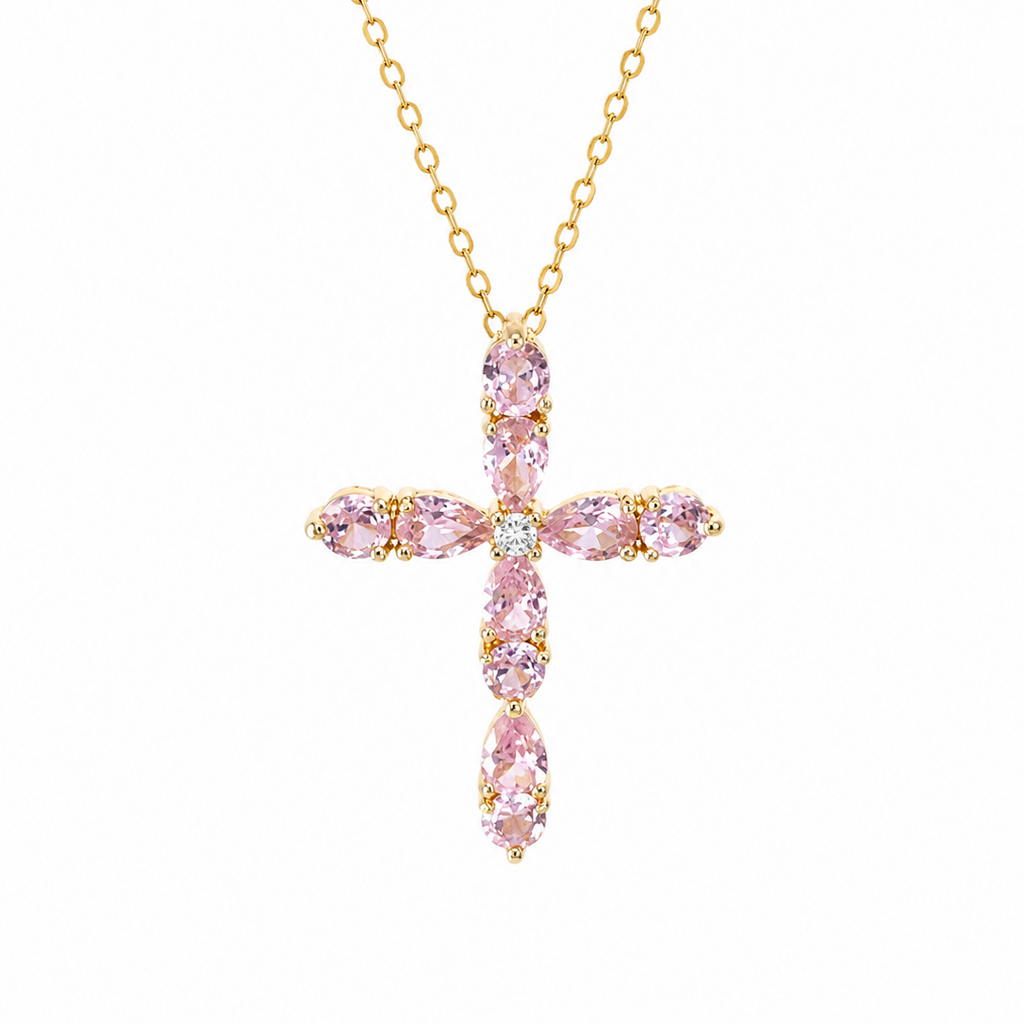 Crystal Pink Zircon Cross