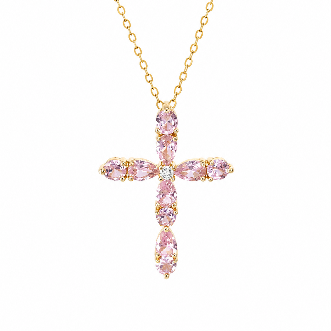 Crystal Pink Zircon Cross