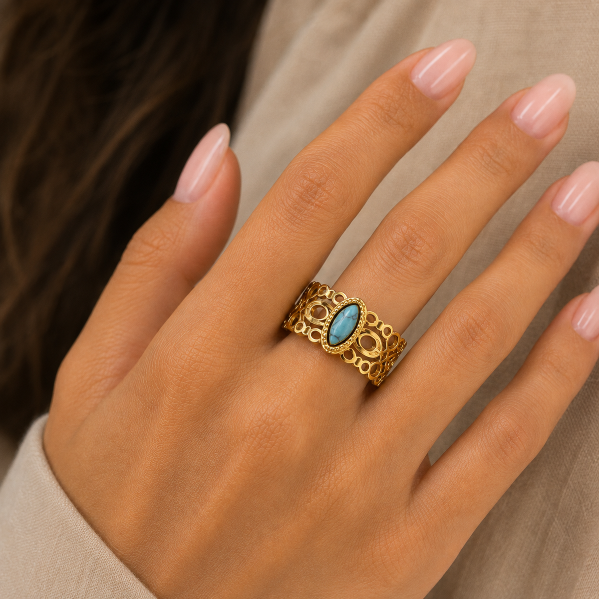 Turquoise Filigree Statement Ring