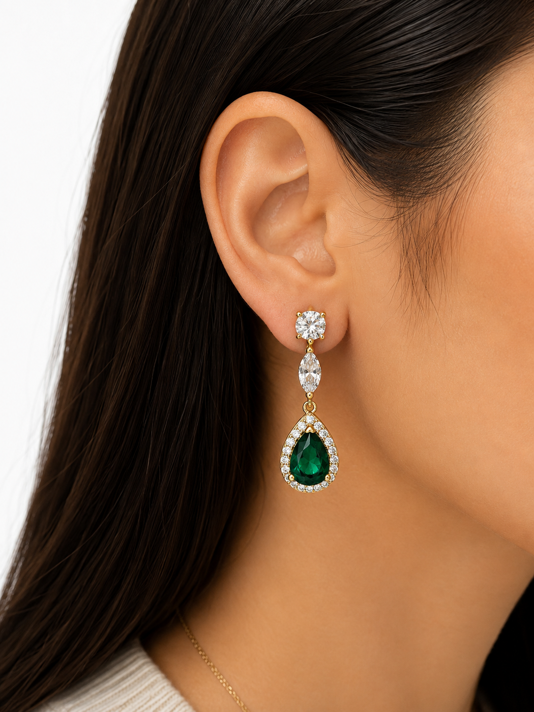 Emerald Elegance Drop Earrings