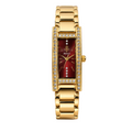 YALALUSI Women's Gold Crystal Watch – Red Dial